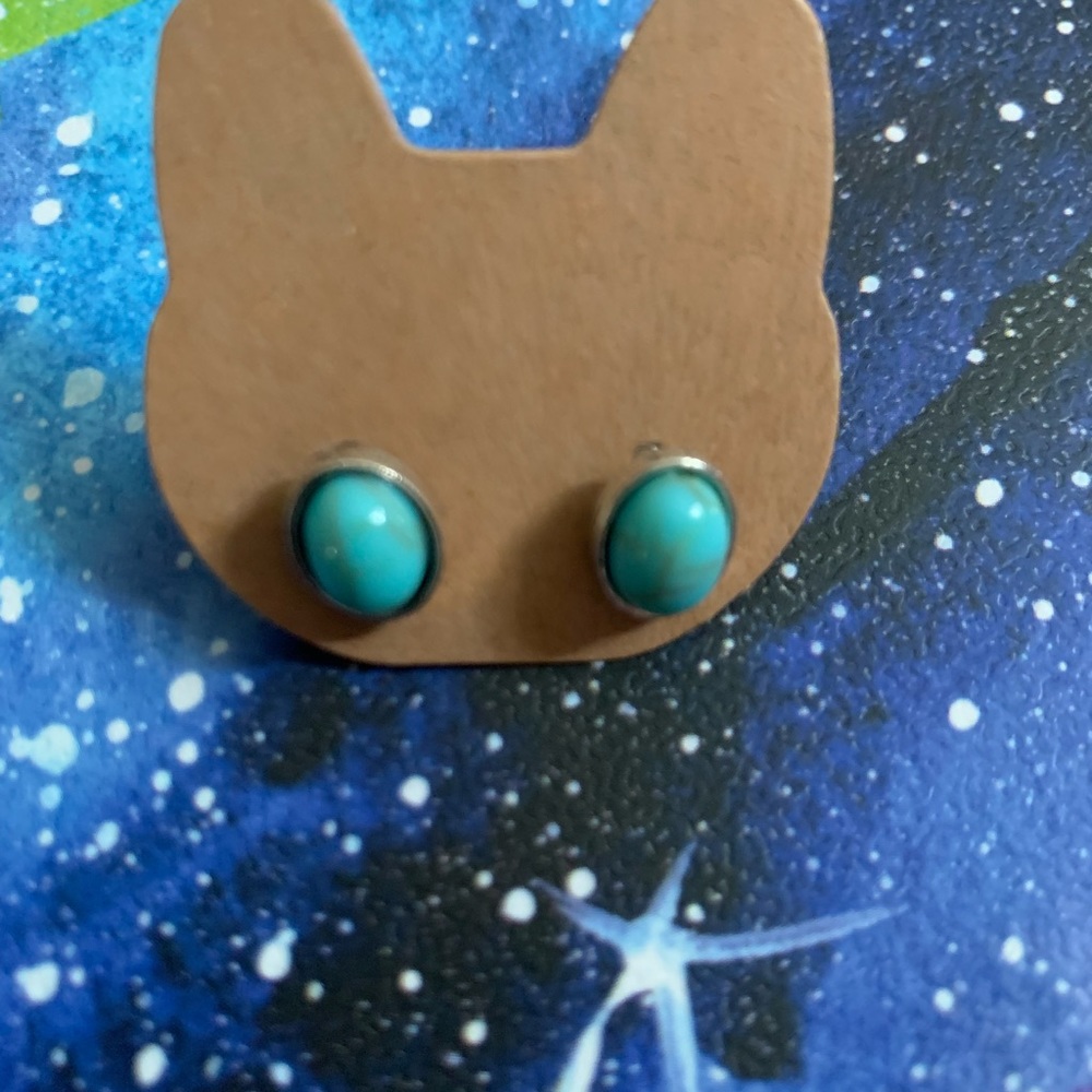 Turquoise Oval Stud Eartings